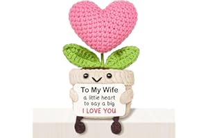 Giftasy Gifts for Wife, Wife Christmas Birthday Gifts - Handmade Crochet Cute Heart-Shaped Plant, Presents for Wife for Christmas, Anniversary, Engagement, Wedding, Valentines Day from Husband