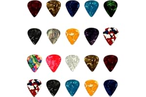 GDPLAN Kostki do gitary, 20 szt. plektronów gitarowych, celuloidowe kostki do gitary akustycznej, elektrycznej, basowej, 0,46 mm/0,71 mm/0,81 mm/0,96 mm