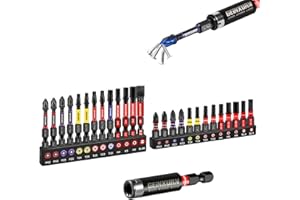 GEINXURN Lot de 26 Embouts de Vissage aux Chocs 25mm 50mm PH PZ Torx Hex SL, Embout de Tournevis Visseuse Tige Hexagonale Magnétiques S2 en Acier Allié avec 1 pièce porte embout de 60mm, Code Couleur