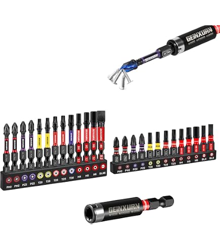 GEINXURN 11 Pièces Jeu Embouts Torx T7-T40 Aux Chocs 50mm - Acier S2 Avec Porte-embouts Magnétique 75mm