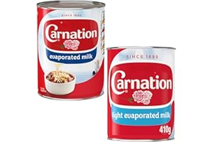 CREDO GIFTS Carnation Milk Bundle with Carnation Evaporated Milk 410g and Carnation Light Evaporated Milk 410g (2 Pack)