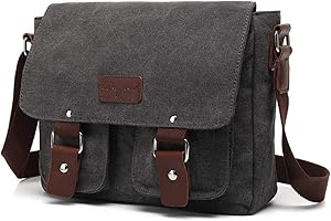 FANDARE Torba kurierska w stylu vintage, tornister, torba szkolna, torba na książki, torba crossbody, podróżna torba na ramię, dojazdy do pracy, 14-calowa teczka na laptopa wielofunkcyjna męska/damska