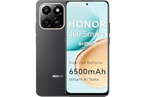 HONOR 400 Smart 4G Smartphone Dual SIM NFC Android 15, 8+256GB, 6500mAh Dual Cell Batteria, 108MP+2MP con Pulsante AI Telefono, 6.77 Pollici 120 Hz Comfort Display, 5 stelle SGS&IP65, Velvet Black