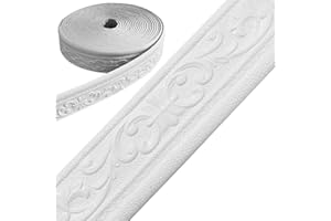 PORGEEL Zierleiste, 1 Rolle 33 Fuß 3D-Zierleiste zum Abziehen und Aufkleben, Selbstklebende Wandleiste zum Selbermachen, biegbare, maßgeschneiderte dekorative Wandleiste für Schlafzimmer, Wohnzimmer
