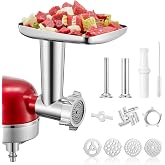 FOHERE Meat Grinder Accessories for Kitchen Aid Kitchen Robots | 15 Pieces, 2 Blades, 4 Discs, 2 Tubes for Sausage - Accessor