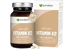 ‎PURABYO Vitamin K2 MK7 200µg | all trans-Menachinon7 (Premium Rohstoff aus der EU) | rein natürlich | vegan, laborgeprüft und in Deutschland hergestellt
