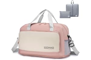 BAGROUPS Large Travel Bag 55 x 40 x 23 cm Hand Luggage Aeroplane Bag Germanwings Lufthansa TUI Airways Expandable 50L Training Bag Duffel Bag Waterproof for Weekender Sports Fitness Women Men, pink