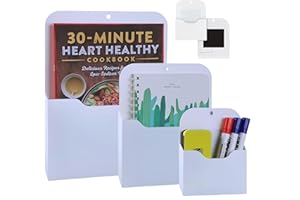 HJYDGJ Lot de 3 Porte-documents Magnétiques - Porte-documents A4 - Porte-stylos - Porte-journaux mural - Blanc - Plastique