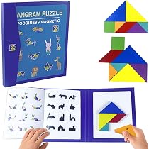 Tangram Holzpuzzle – 8-teiliges Set Mit 38 Aufgaben, Fördert Kreativität & Logik Für Kinder Ab 3 Jahren
