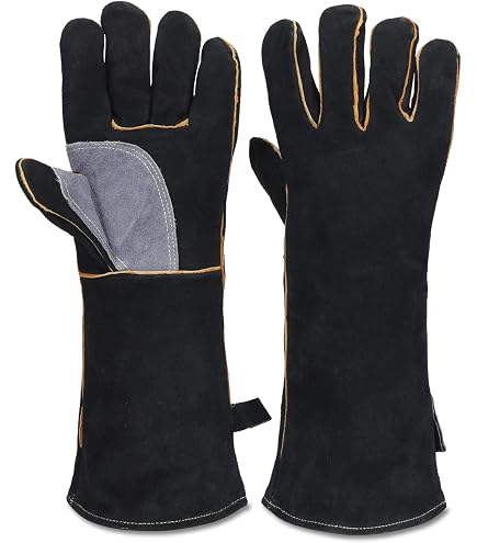 feuerfeste handschuhe für kaminofen WOKICOR Kaminhandschuhe und Grillhandschuhe Herren, Hitzeschutz Handschuh,Hitzebeständige Schweißerhandschuhe,Ofen Kaminofenhandschuhe, Braun, Robust Sicher,Handschuhe Hitzebeständig Garten Farbe:grau (Gray Dawn) Metal Gear Solid V: sci-fi
