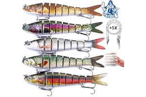 ‎NJORD KALASTUS Njord Kalastus Hecht Köder Set Kunstköder 5 Stück in Box Angel-Köder zum Raubfisch-Angeln – Wobbler mehrteilig mit Gelenk für realistischen Lauf 14cm 25g langsam sinkend +5X Stahlvorfach