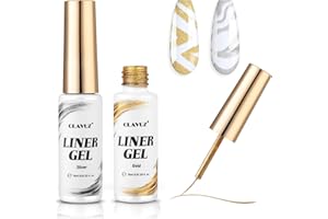 CLAVUZ 2pcs Liner Semipermanente Unghie, Oro e Argento Smalto Gel Unghie, Gel Semipermanente Unghie per la Pittura di Linee, Gel Liner Nail Art for Painting, Kit per Manicure da Salone