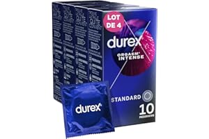 Durex - 40 Préservatifs Orgasm'intense Extra Lubrifiés Stimulants et Texturés - Avec Gel Desirex - 4x10 unités