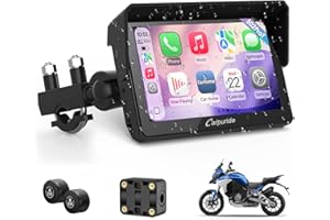 Carpuride W502TPRO para Motocicleta con CarPlay, Android Auto, TPMS y Bluetooth Dual. Pantalla GPS Impermeable de 5 Pulgadas para Motocicleta, intercomunicador, Sensor de luz, brújula y barómetro.