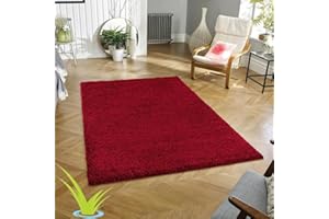 Wadan 120x170cm Red Shaggy Rugs Living Room |5mm Thick Pile | Extra Large Small Medium | Rectangular Size | Soft Touch | Living Room Area Rugs | Non Shedding