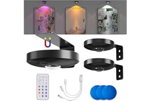 BRIGHTWISH 3 Pezzi Luce per Quadri Senza Fili con Telecomando Luci per Quadri Senza Fili Ricaricabili con Timer, 12 colori RGB LED Luce per Quadri a Batteria, Magnetic Painting Light per Cornici Cucine Vetrina