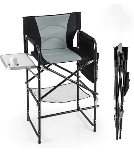 Chaise De Maquillage Pliable Aluminium - Avec Appui-Tête Et Repose-Pieds - Noir - Capacité 140kg