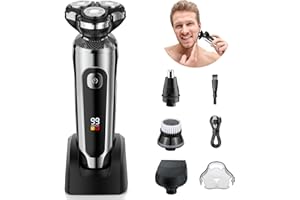 ETROBOT Rasoirs Électriques Homme, 2025 Amélioré Tondeuse Barbe Homme, Rasoir Humide/Sec Étanche, Rechargeable Rasoir Electriques Hommes avec Ecran LCD, Charge Rapide