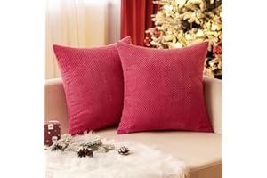 EMEMA Kordsamt Kissenbezug Weihnachten Dekorative Granulat Sofakissen Dekokissen Kissenbezüge Kissenhülle Couchkissen Überwurf Kissen Bezug Zierkissen für Couch Sofa Wohnzimmer 2er Set 40x40 cm Rot