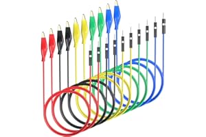 Cleqee Alligator Clips to Breadboard Male Jumper Wires Soft Flexible Silicone Test Leads for Electrical Testing