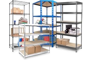 KARAT Étagères à Grande Tenue| Etagère à emboîter, Montage sans Outils| Rayonnages Charges Lourdes| Rayonnage Magasin & Garage| Étagère d'atelier modulable(Blanc 180 x 90 x 60 cm-5 Niveaux)