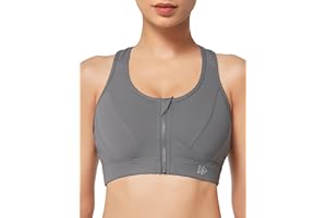 Yvette Soutien-Gorge de Sport Zippée Devant Dos Nageur avec Coussinets Soutien Élevé sous-vêtements de Sport Femme