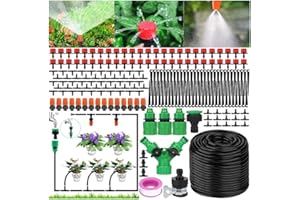 201 PCS Micro Drip Irrigation Kit, AOXLLK 50m/165ft Garden Irrigation DIY System Garden Irrigation Adjustable Nozzle, Automatic Watering Kits for Garden, Greenhouse, Lawn, Patio,Terrace Plants etc