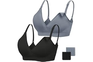 HBselect 2 Pcs Schwangerschafts Still BH Nahtloser Still-BH mit zusätzlichen BH-Verlängerungen Stillen und Schlaf Ohne Bügel für Damen