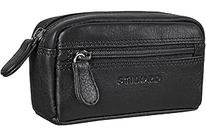 STILORD 'Neal' Astuccio Portachiavi in Pelle Piccolo Portamonete Vintage Borsellino Porta Carte Porta Tessere Protezione RFID Scatola Regalo, Colore:nero
