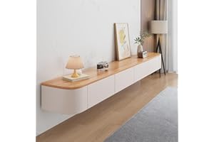 HYANXUE Soporte Flotante para TV, Estantes para TV Montados En La Pared con Puerta, Consola Multimedia para, Banco De Almacenamiento Grande para Debajo del (Wood,140CM/55.1")