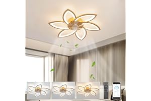 LJX Ventilateur Plafond Silencieux avec Télécommande Design DC Luminaire Ventilateur Réversible Plafonnier Minuterie 6 Vitesses Lumière Chambre Ventilateur, Or