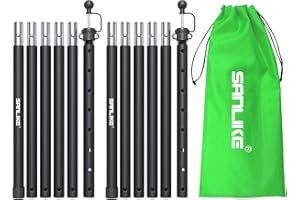 SAN LIKE Tent poles for camping, adjustable tarpaulin poles, lightweight aluminium telescopic pole with 6 section connection, canopy pole for awning, shelter, foldable from 73 cm to 210 cm