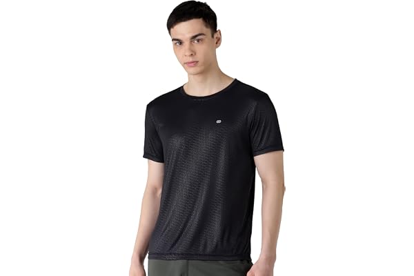 Amazon Brand - Symbol Men's Active/Sports Tonal Printed T-Shirt Round Neck Regular Fit (Available in Plus Sizes)