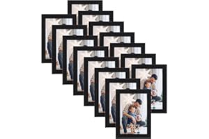 HORLIMER Set of 15 Picture Frames 10 x 15 cm, Black Picture Frame with Wood Grain, Photo Frame Collage for 15 x 10 Photos and Pictures, Wall or Table Stand