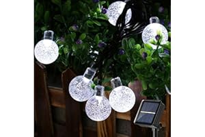 PhilzOps Catena Luminosa Esterni, 13.8M 60 LED Cristallo Globo Luci da Esterno 8 Modalità Impermeabile Decorative Giardino Luci Stringa per Patio Casa Matrimonio Terrazzo Natale, Bianco Freddo