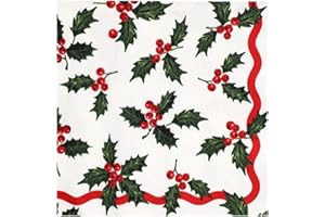 Talking Tables 20 x Recyclable Christmas Paper Napkins, Enchanting Holly White Themed Xmas Disposable Serviettes, Year Around Use, Decoupage, Catering, Patterned Napkin