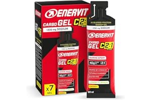 Enervit Carbo Gel C2:1PRO con Sodio, Gel Energético con 40g Carbohidratos, Actividades de Alta Intensidad, +50% Carbohidratos Absorbidos, Sabor Lima, Sin Gluten, Alta Digestibilidad, 7 Pack de 60ml