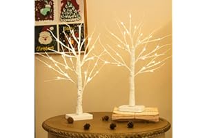 ‎DELICHTER DELICHTER 2er Set Lichterbaum mit 24 Warmweißen LEDs Birken Bäumchen mit Timer-Funktion Dekozweige Batteriebetrieb Weihnachtsdeko für Zuhause Party Weihnachten Ostern Hochzeit 55cm