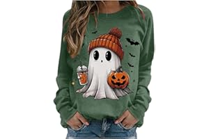 NerYuo Halloween Sweatshirt Femme Col Rond Sweatshirt Graphique Imprimé Halloween Pull à Manches Longues Casual Vêtements Chemisier Tops Sport Hauts Sweatshirts Automne Hiver