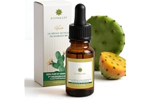 BIOVALLEY – Huile de Pépins de Figue de Barbarie BIO 15ML - Pressée à Froid Extra Vierge – 100% PURE & NATURELLE-, Soin Anti-âge Premium Visage & Corps, Riche en Vitamine E, Hydratante & Antirides