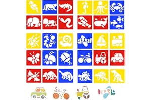 BUZIFU 30 PCS Plantillas de Dibujo Reutilizables, Plantillas de Animales para Pintar, Pantilla de Dibujo de Plástico, Plantilla de Plástico para Dibujar, Manualidades Arte y DIY Proyecto