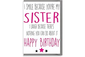 Cheeky Chops Cards Funny Birthday Card - I Laugh Because You are My Sister C183,5 x 7
