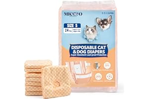 MICOOYO Couche Chien Femelle, Couch Chat Super Absorbantes pour Petits Chats et Chiennes, Pantalons Jetables pour Chiennes en Chaleur (S,Orange)