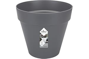 elho Loft Urban Round 30 - Large Plant Pot Outdoor - 100% Recycled Plastic - Ø 28.5 x H 26.0 cm - Black/Anthracite