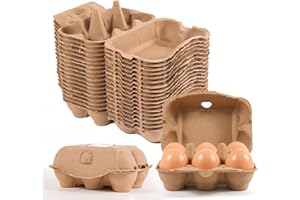 ZOFUN Eierkarton Eierkartons 6er Pappe, 50 Stück Eierschachtel Eierschachteln 6er pappe mit Deckel für je 6 Eier mit Aufklebern, Biologisch Abbaubar Eierschachteln für Eier (Braun)