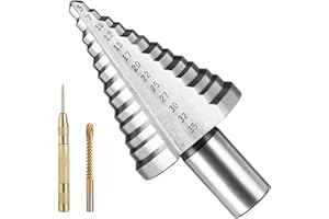 flintronic HSS Stufenbohrer Set, Schälbohrer, Ø5-35mm Schneiden mit 13 Stufen Konusbohrer, HSS Edelstahl Bithalter, Kegelbohrer Holz für Metall, Messing, Holz, Kunststoff - Silber (13mm Schaft)