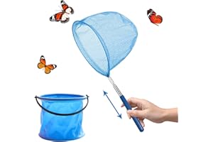 Yisscen Redes de Mariposa Telescópicas Red de Pesca Ninos con Cubos Plegables y Varilla Telescópica, para Atrapar Insectos, Pescar, Actividades de Jardín al Aire Libre