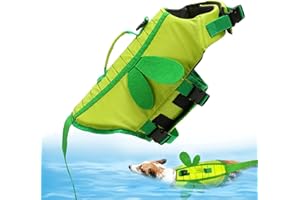 QUTALMI Gilet De Sauvetage Chien, AbeilleMaillot De Bain Imperméable avec Poignée Et Boucle À Dégagement Rapide, Maillot De Bain Flottant pour Piscine, Plage, Bateau