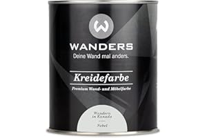 WANDERS24 Wanders Shabby Chic Kreidefarbe 750 ml - Nebel/Sehr Helles Grau - Küchenmöbellack und Möbelfarbe ohne Schleifen. Chalk Paint, für Holz & mehr. Hohe Deckkraft, schnell trocknend