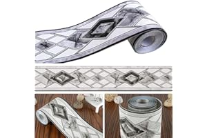 MEBOEM Black White Tiles Pattern Molding Wallpaper Border Peel Stick Home Ceiling Decorative Border for Bathroom Living Room Kitchen 10cm by 5meters